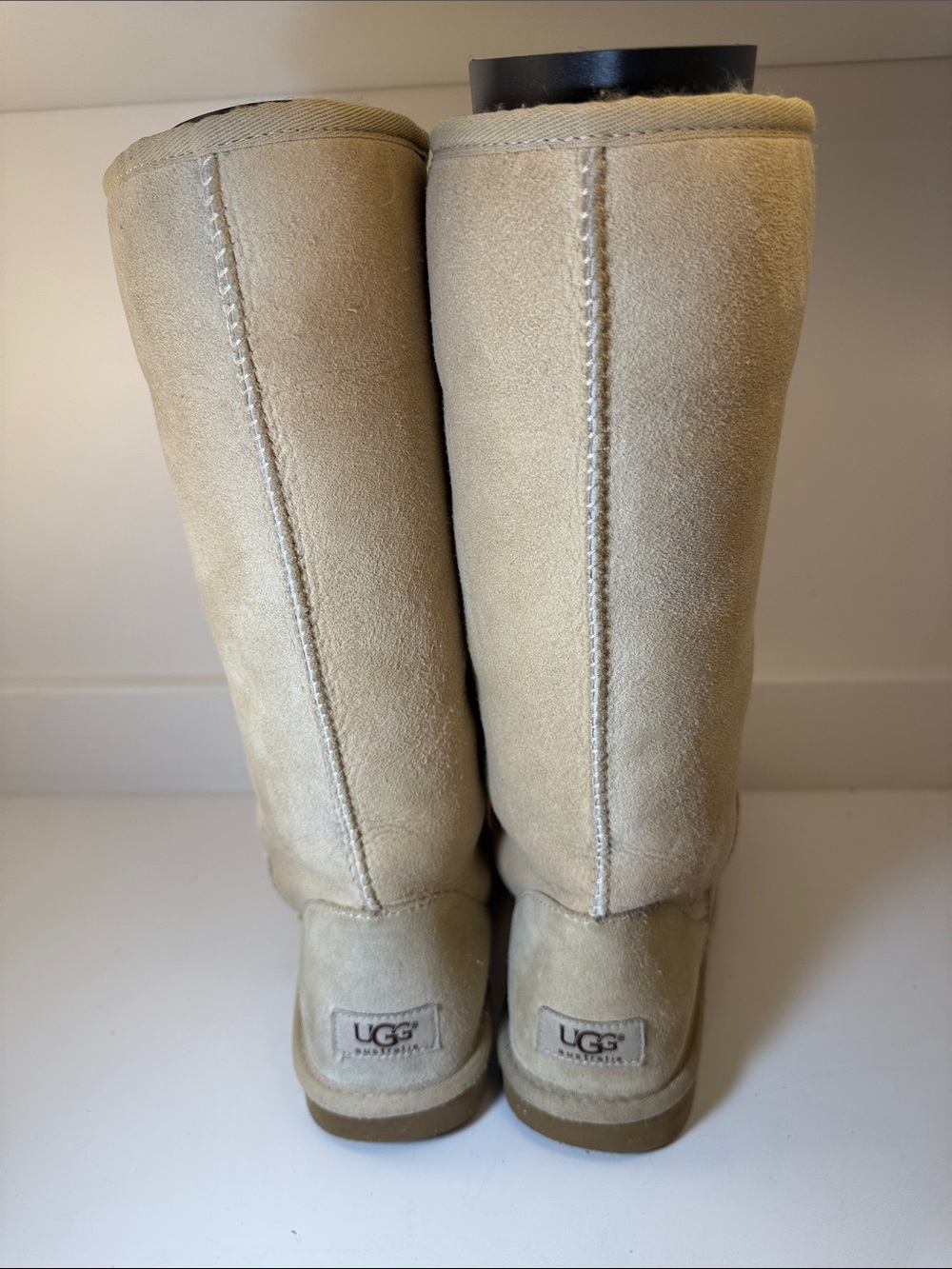 UGG Tall Suede Shearling-Lined Boots in Sand - Size 9 - Picture 4 of 9